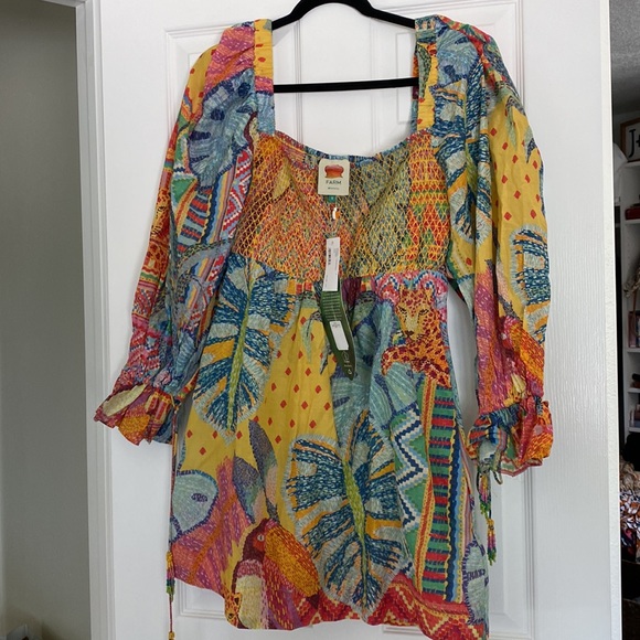 Farm Rio Summer Tapestry Smocked Minidress - Picture 4 of 6